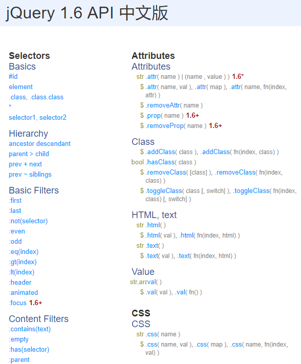 jQuery 1.6 API 中英文版打包_前端开发教程-白嫖收集分享