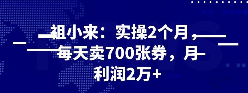 最新赚钱项目：实操2个月，每天卖700张券，月利润2万+-白嫖收集分享