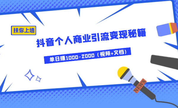 月入3W+扶你上墙，抖音个人商业引流变现秘籍，单日赚1000-2000（视频+文档)-白嫖收集分享