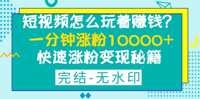 短视频怎么玩着赚钱？一分钟涨粉10000+快速涨粉变现秘籍（完结)-白嫖收集分享