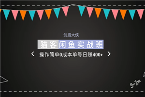 剑眉大侠:猫客闲鱼实战班第1期,操作简单0成本单号日赚400+-白嫖收集分享