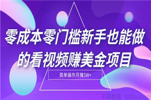 零成本零门槛新手也能做的看视频赚美金项目-白嫖收集分享