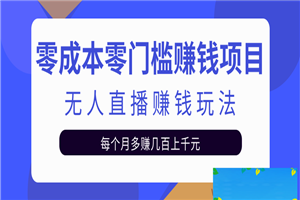 零成本零门槛赚钱项目，无人直播挂机赚钱玩法每月多赚几百上千元-白嫖收集分享