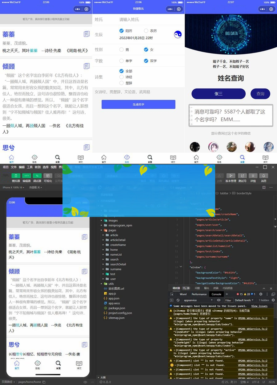 多功能起名查重工具微信小程序源码-白嫖收集分享