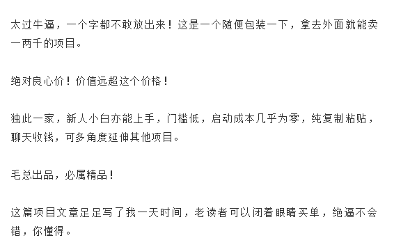 毛小白：牛逼复制赚钱术，持久收入极品闷声发财项目-白嫖收集分享