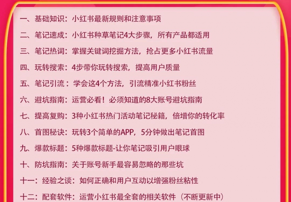 小红书爆款推广引流训练课9.0，手把手带你玩转小红书 一部手机即可月入万元-白嫖收集分享