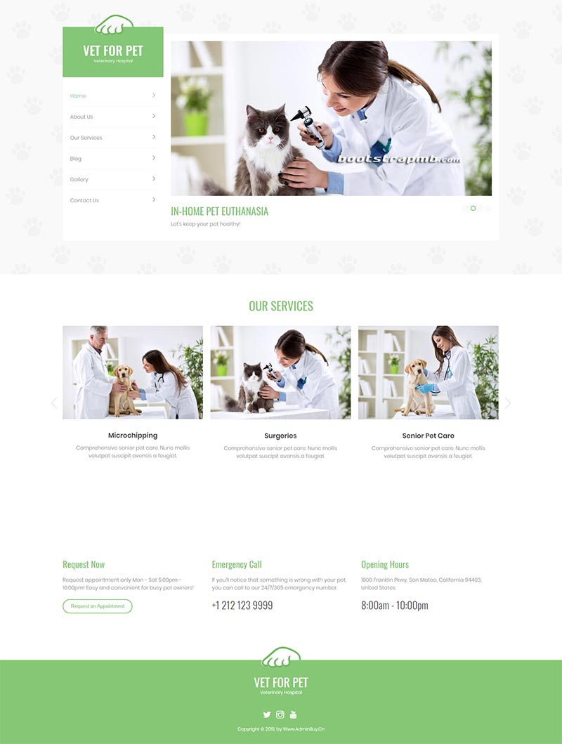 绿色宠物静态网站Bootstrap模板-白嫖收集分享